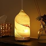 Essential Oil Diffuser Hand Blown Glass Aromatherapy Diffuser - Ultrasonic Cool Mist Scent Aroma Diffuser, Whisper Quiet with Auto Shut-Off, Timer Setting &7 Colors Night Light for Home