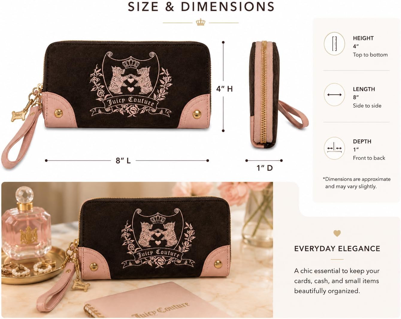Juicy Couture New Love Chapter Large Ziparound Wallet (Chocolate) image 4