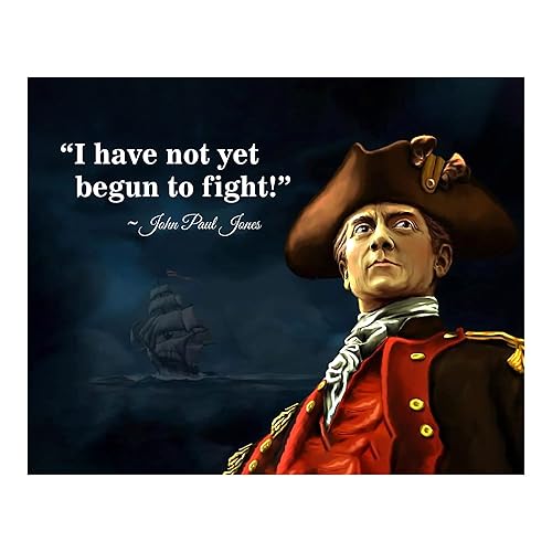 "I Have Not Yet Begun to Fight" Quote- Military Wall Art, Vintage US Navy Wall Art Print- Cpt. John Paul Jones Quote For American Military Decor,