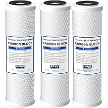 IPW Industries Inc. 3-Pack 1 Micron Activated Carbon Block Water Filter Cartridge - Premium 10" x 2.5" Water Filter Replacement for Undersink Systems