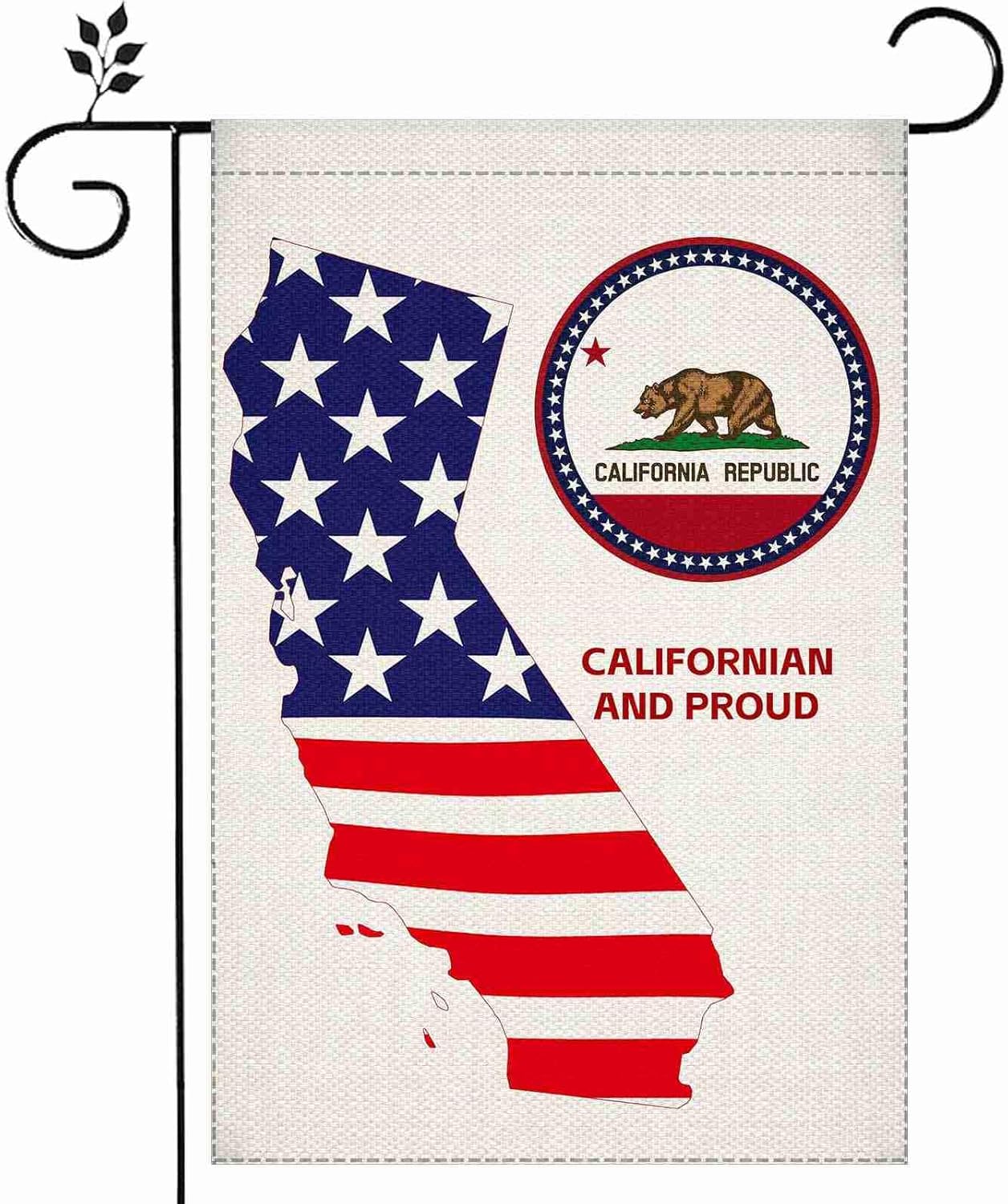 California Flag-Californians and Proud Double Sided Garden Flag,12x18 Inches,Suitable for Lawn,Party,All Seasons-Decorative Banner,Flag Holder Not Included