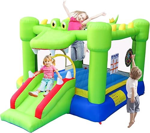 Miniatura 2 de Casa inflable de la despedida con la diapositiva, castillo de salto con el ventilador y la casa del hoyo de la bola, juego de dos dardos del objetivo
