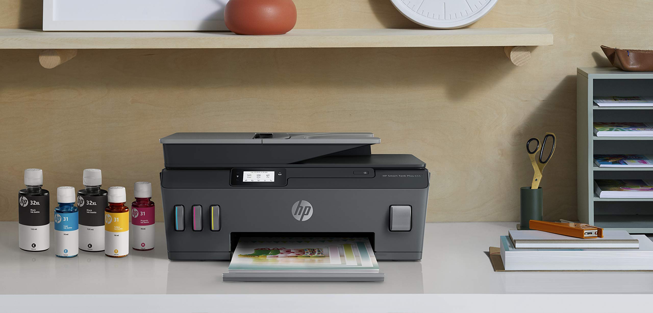 HP Smart Tank Plus 655 Multifunktionsdrucker (Drucker, Scanner, Kopierer, Fax, WLAN, AirPrint, 4-in-1, inklusive Tinte für bis zu 3 Jahre drucken), Schwarz