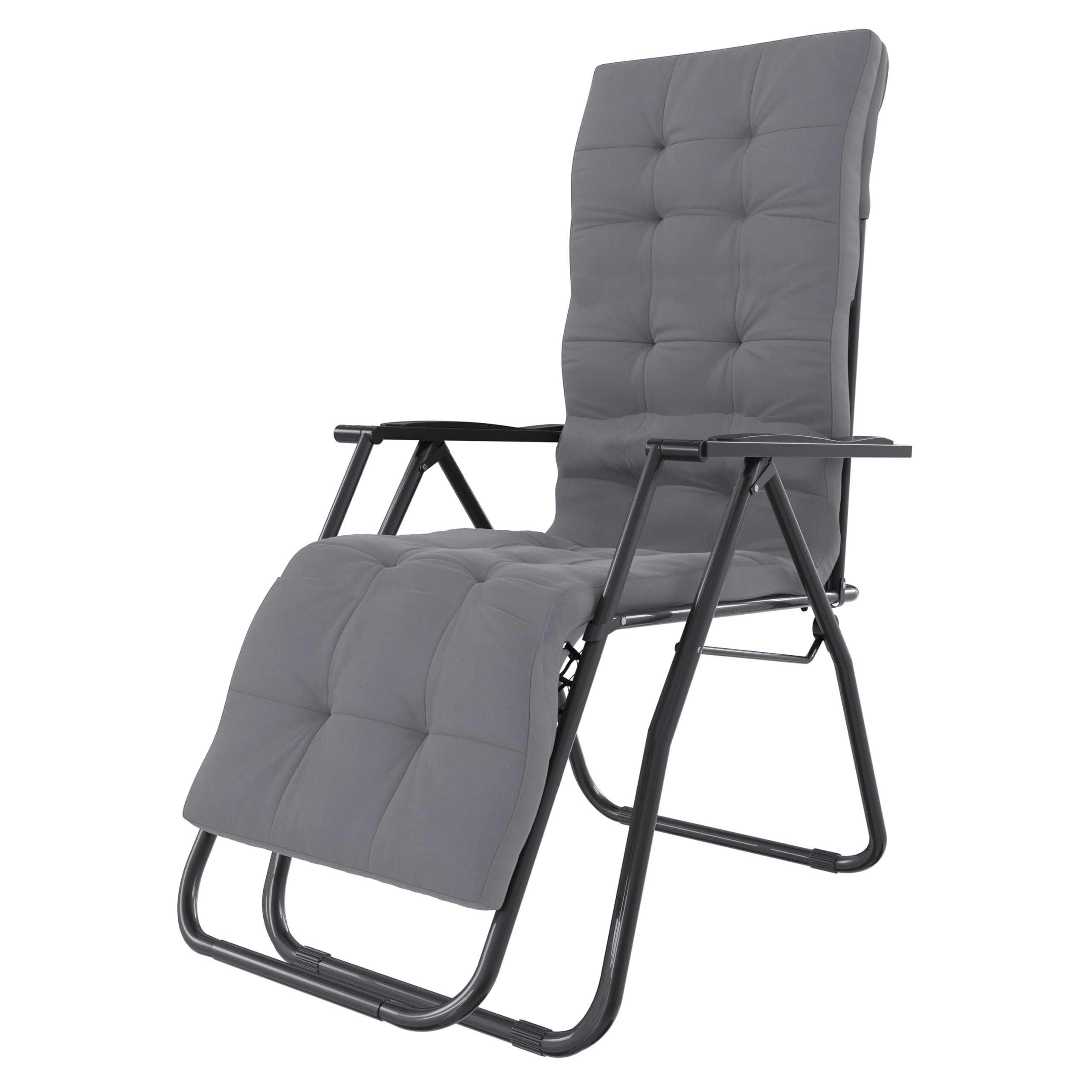 Bricozone Poltrona Reclinabile Gravità 0 Sedia Sdraio Relax Con Cuscino Trapuntato Imbottito Richiudibile Salvaspazio Portata Max 120 Kg Design Ergonomico In Acciaio Tubolare Doppio Spessore (Bianco)