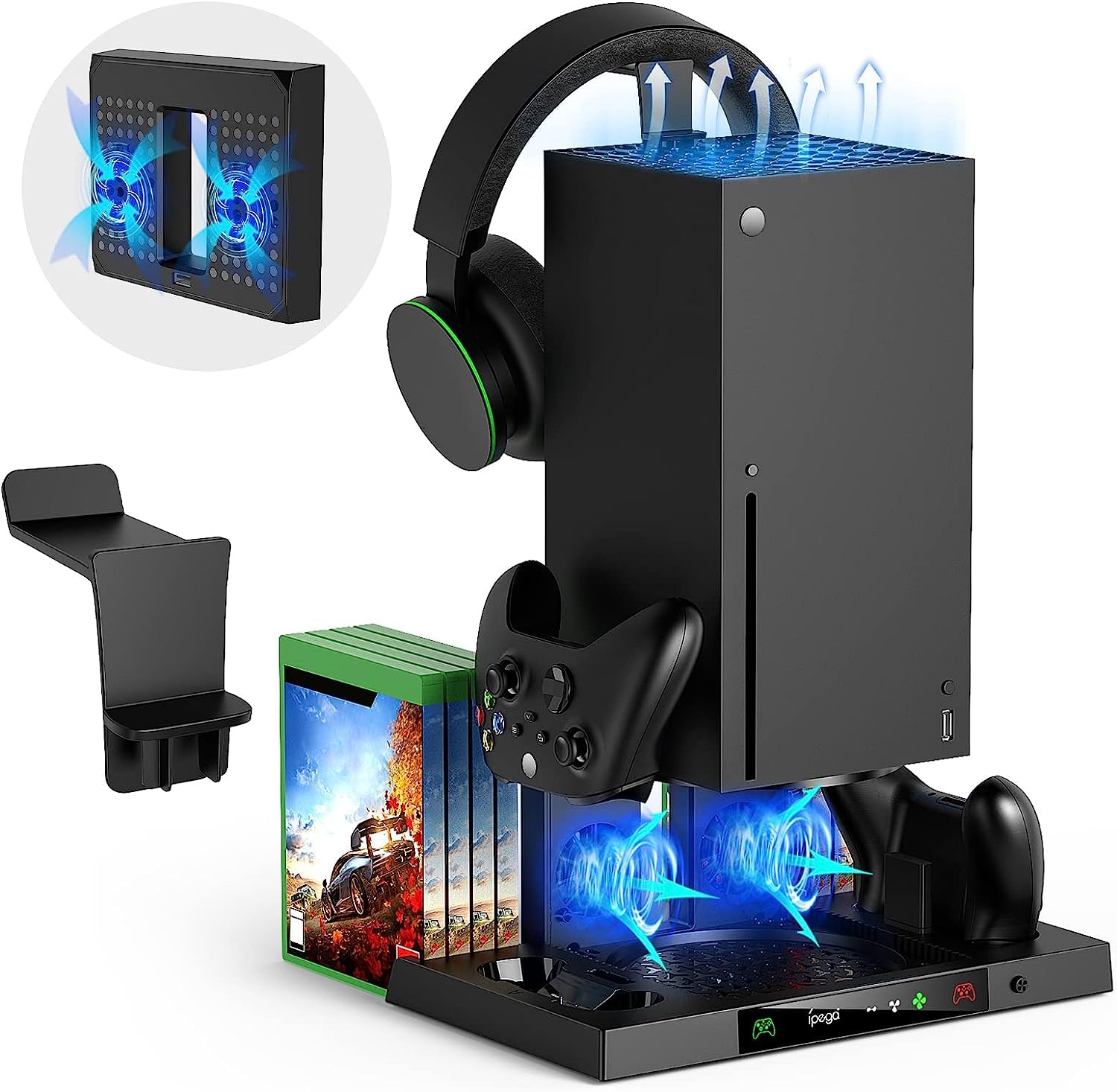 Sgelectronix Upgraded Vertical Cooling Stand for Xbox Series X with Controller Charger Station Dock Dual Suction Cooler Fan