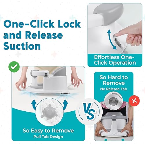 Miniatura 5 de Asiento de baño para bebés de 6 meses en adelante con dispositivo de temperatura flotante como regalo, asientos de baño para bebés sentados diseño