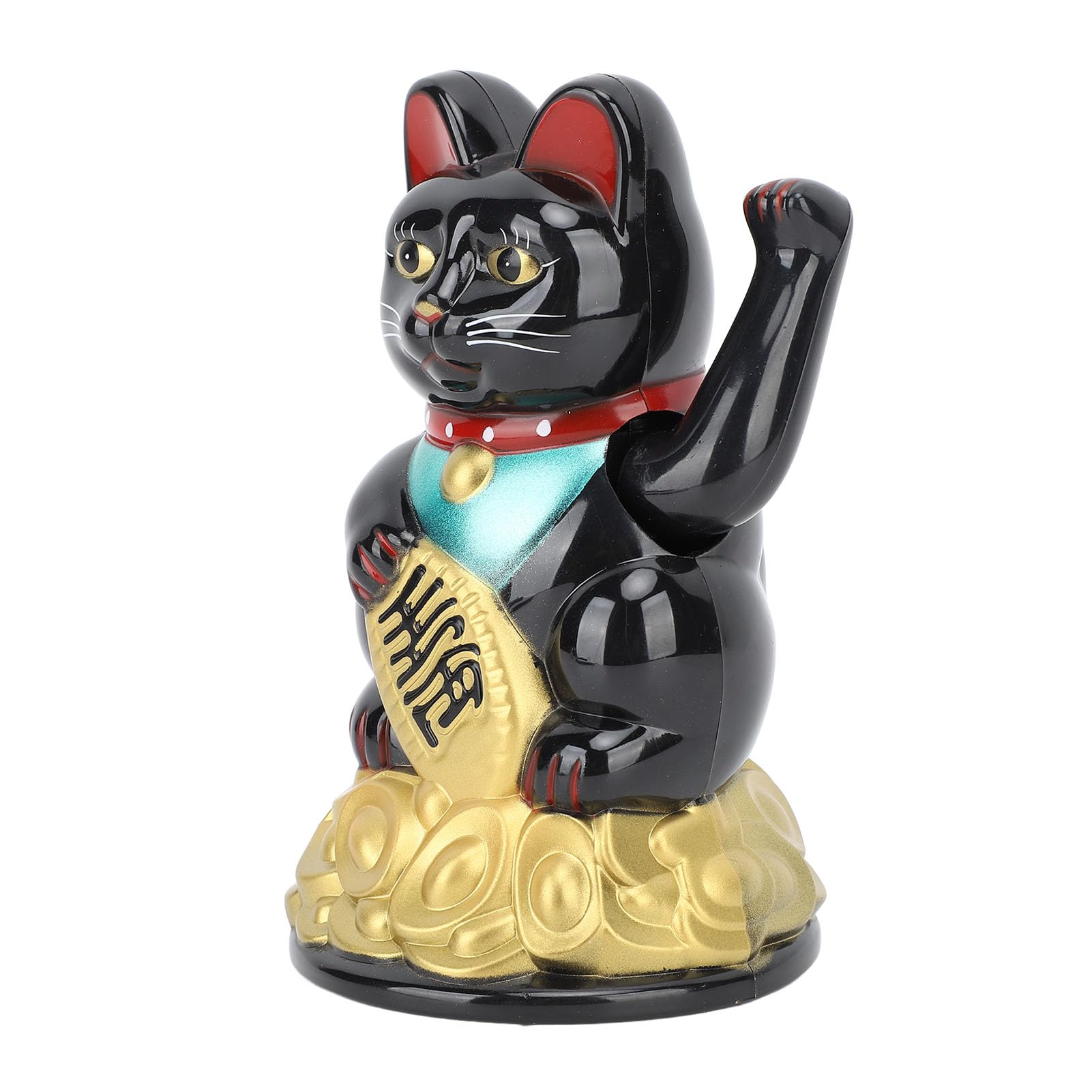 Greensen Maneki Neko Machający Kot, Zasilany Bateriami, Talizman Szczęścia, Śliczna Figurka Dekoracyjna na Biurko, Akcesoria do Mieszkania, 10,5 cm