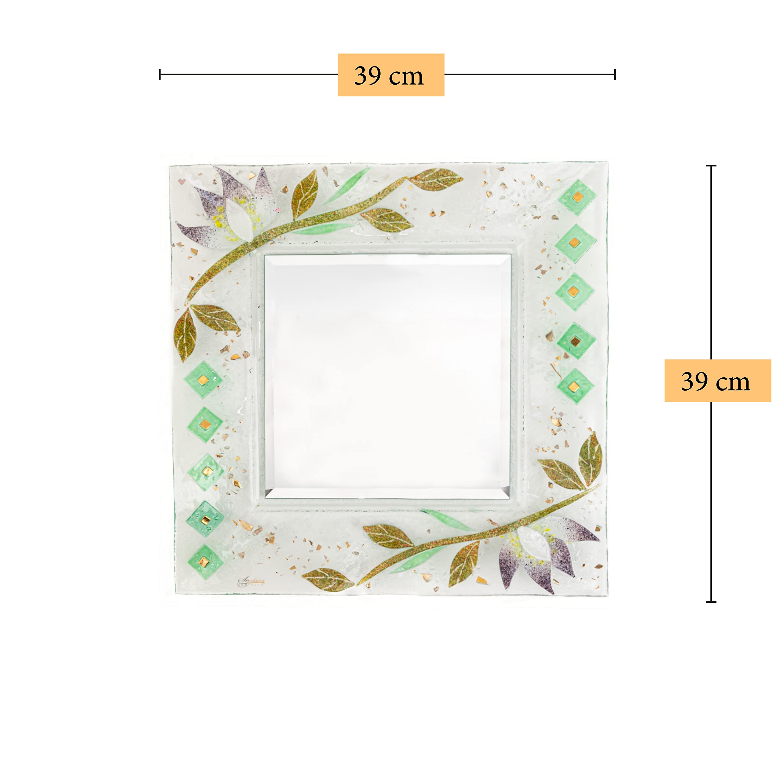 Sospiri Venezia Specchio Veneziano Realizzato a Mano con Supporto a Muro Specchiera cm 39x39 Vetro Murano Decoro casa Idea Regalo Oggetti Made Italy