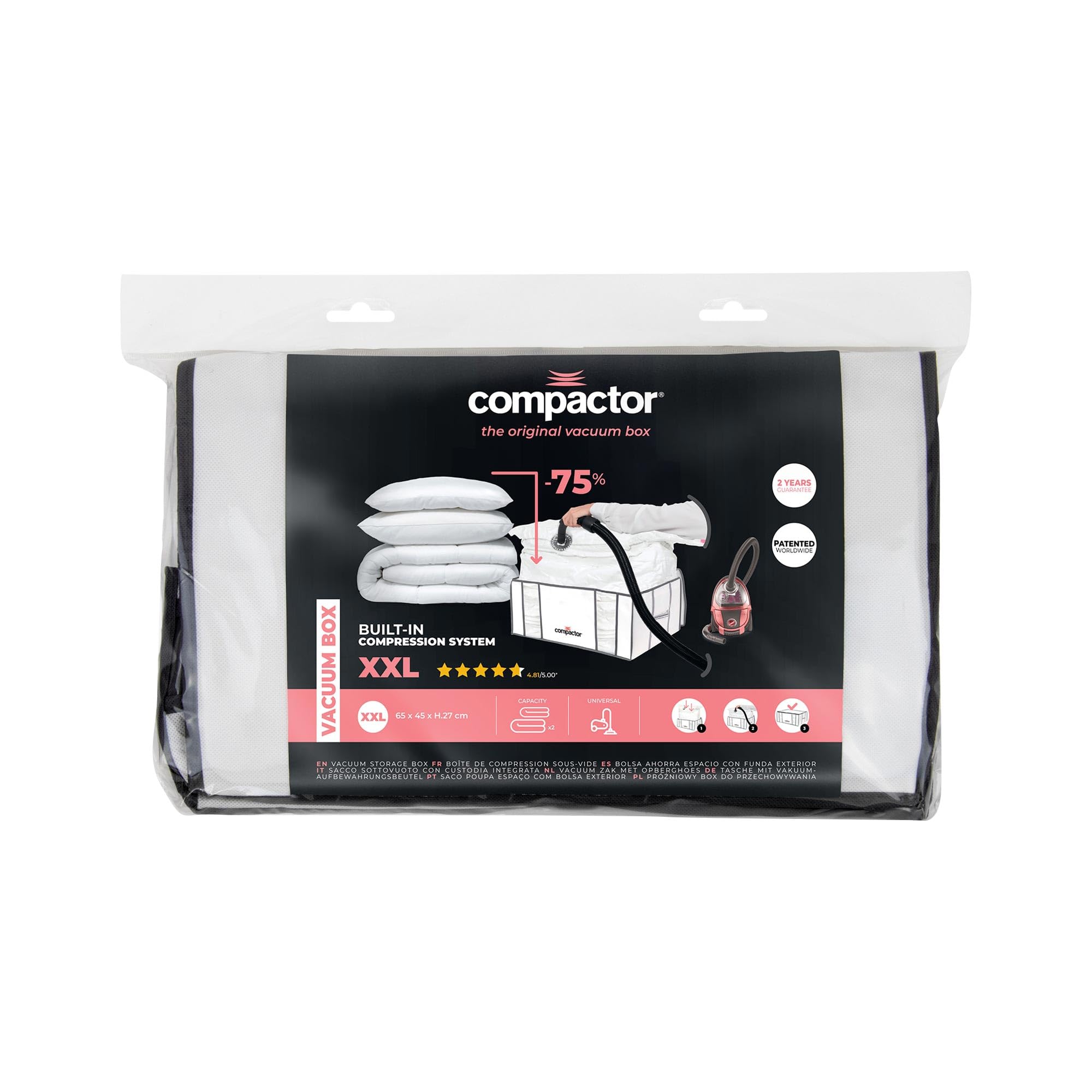 Compactor - Housse de rangement sous vide - Taille XXL très grande capacité - Compression couettes oreillers vêtements - Rangement armoire (Lot de 2)