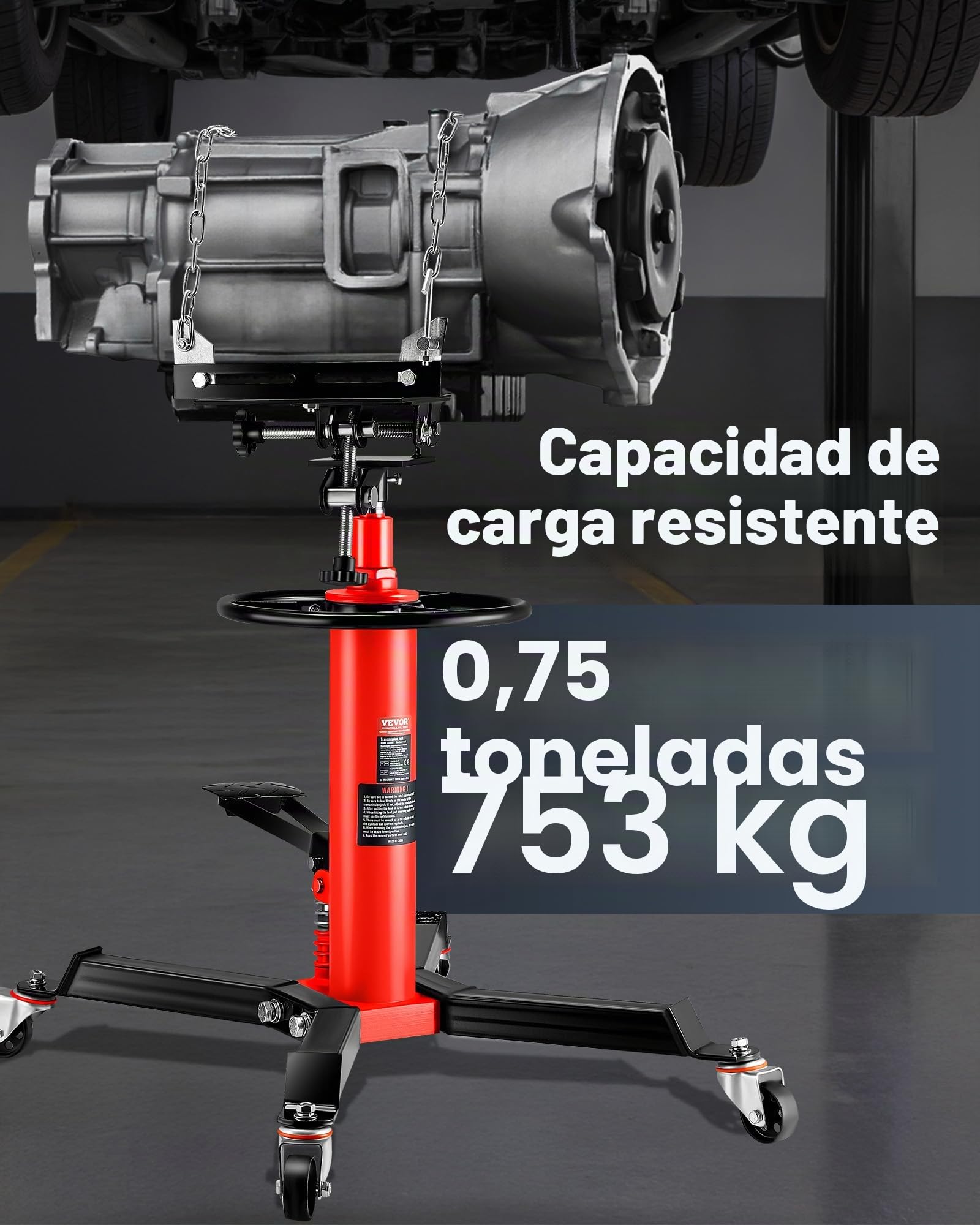 VEVOR Gato de Transmisión Hidráulico 1660 lbs Telescópico Vertical de Elevación 85 x 65 x 85 cm Rojo Acero Bomba Hidráulica de Pie de Elevación Gatos de Accionamiento Hidráulico de un Cilindro