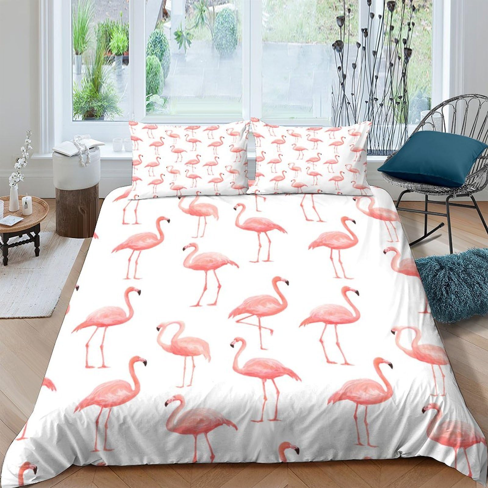 Ctjqhvkz Style-6 3D Printed Pink Flamingo Fitted Sheet Microfiber Soft Non Slip Tropical Bird Bed Cover For Bedroom Dorm Mattress Decor Single（135X200cm）