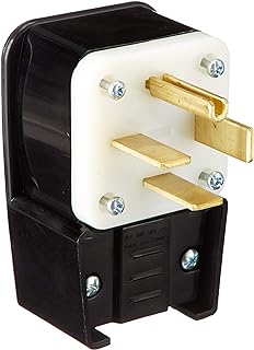 Leviton 8462-P 60 Amp, 250 Volt- 3PY, Straight Blade, Plug, Industrial Grade, Grounding, Angle, Black