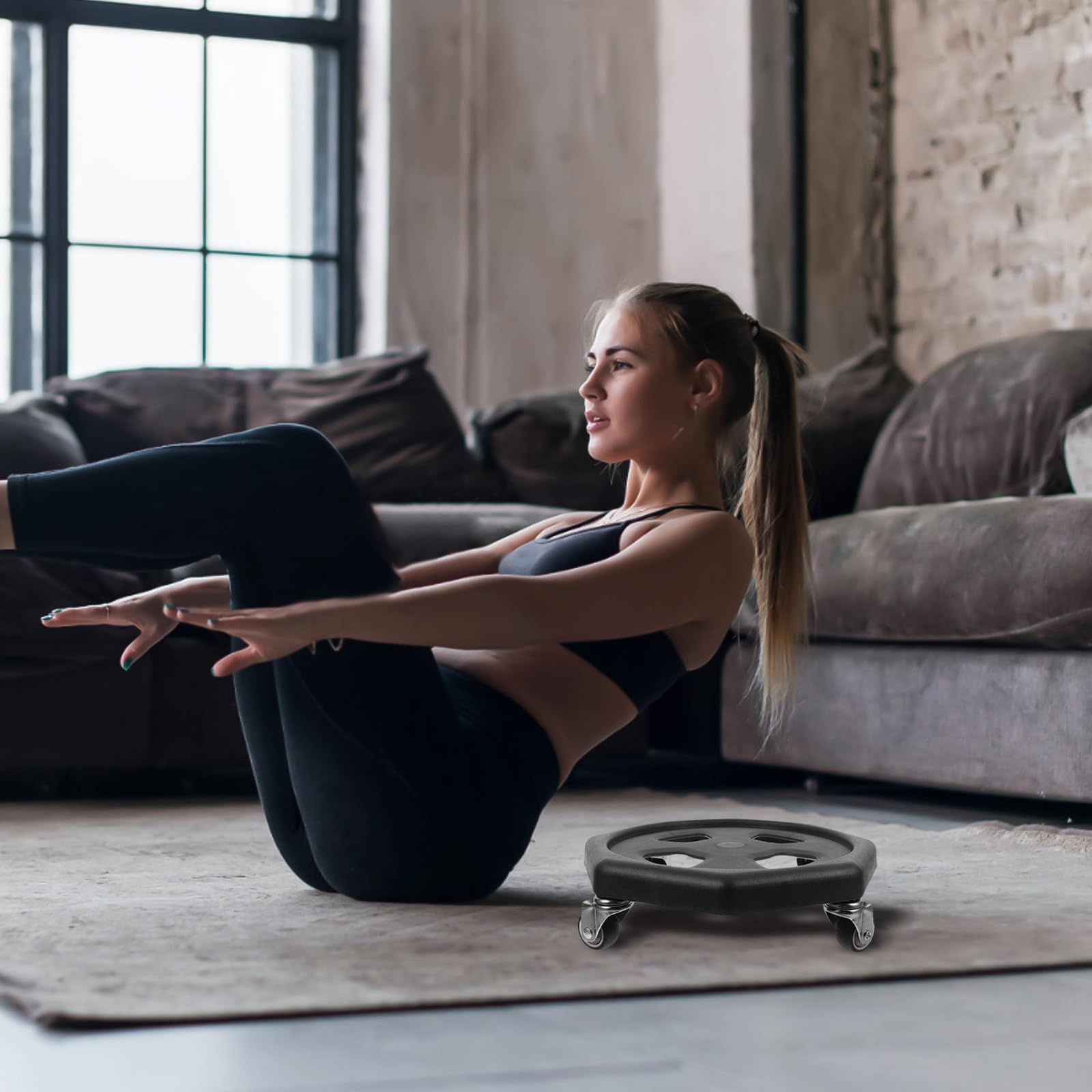 FOMIYES Discos Deslizantes para Ejercicio, Disco de Entrenamiento Abdominal, PP, Negro, con Cojín para Rodillas, para Ejercicios Abdominales en Casa Color Aleatorio