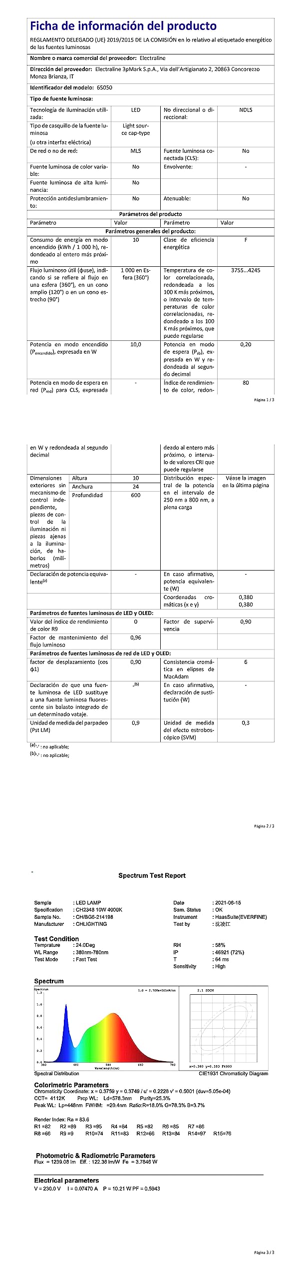 Electraline 65050 Barra Luminosa LED, Lampada Da Soffitto Parete 10W 900 Lumen Luce Naturale Base Di Alluminio 60 - Plafoniera Per Corridoio, Libreria, Camera Da Lettto, Bagno, Cucina