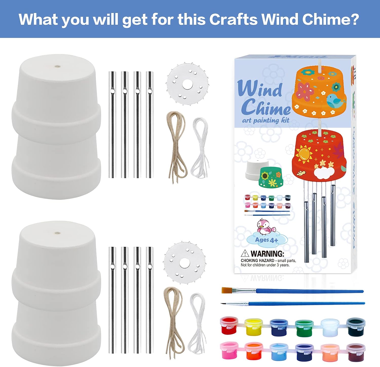 2-Pack Make A Wind Chime Crafts Kits, Arts and Crafts for Kids Toys for Boys Girls Age 3-5 4-8 8-12