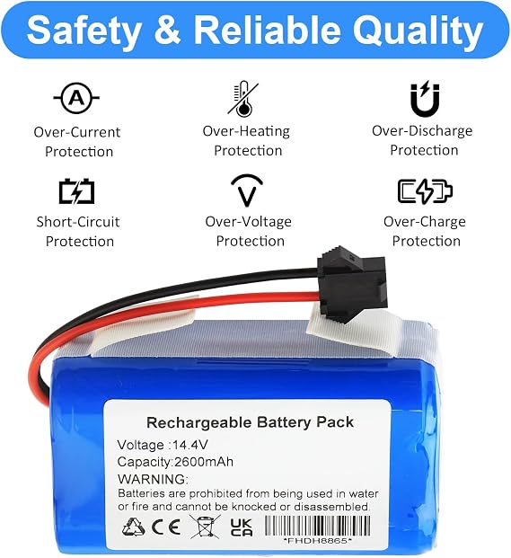 MULS 14.4V SUN-INTE-172 Replacement Battery for Ionvac SmartClean 2000 | Robovac 7687 7688 V4 7997 Coredy R750-1600Pa,X586 X500 Simum 7 T8 V300,Bagotte BG600 BG700 BG750 Robot Vacuum Cleaner 2600mAh