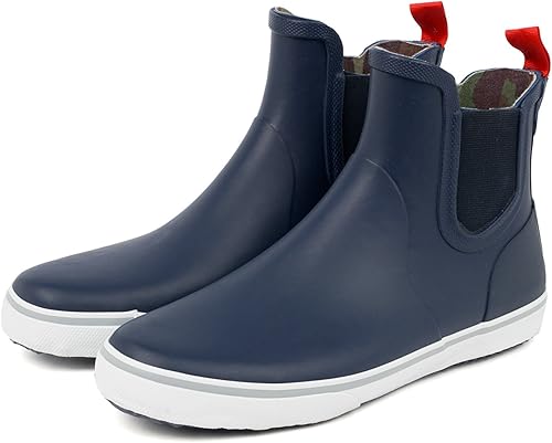 Amazon セレブル 完全防水 レインシューズ メンズ サイドゴア スニーカー カジュアル ハイカット 長靴 晴雨兼用 ネイビー M Celeble セレブル レインシューズ