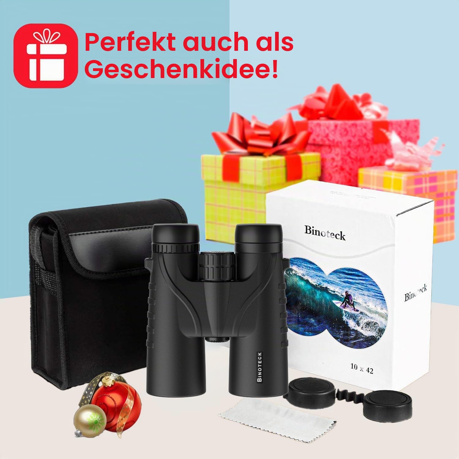 10x42 Fernglas für Erwachsene - Professionelles HD Dach BAK4 Prismenlinse Fernglas für Vogelbeobachtung, Jagd, Reisen, Sport, Kreuzfahrt, Konzert, mit Tragetasche