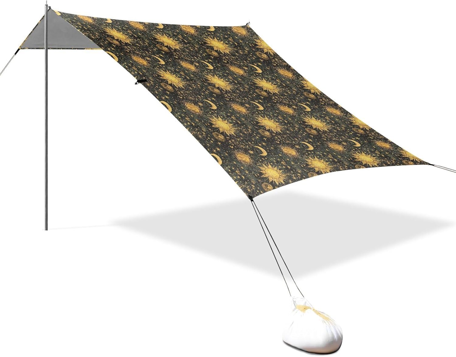 ALAZA Alchemy Moon Star Sun Beach Tent Sun Shelter UPF50+ Protection Beach Shade Canopy w/ 4 Sandbags for Outdoor Camping, Fishing, Backyard Fun, Picnic, 10x9 ft