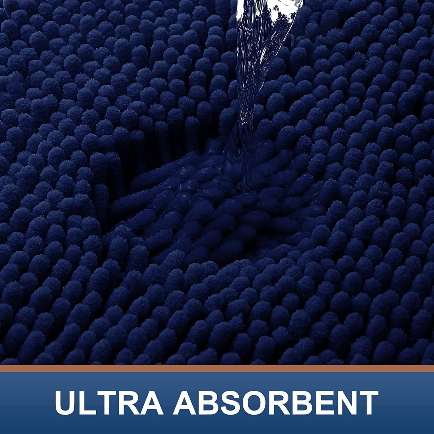 Homaxy Tapis de Bain Antiderapant Microfibre Chenille Douce Absorbant Lavable en Machine 40 x 60 cm Bleu Marine