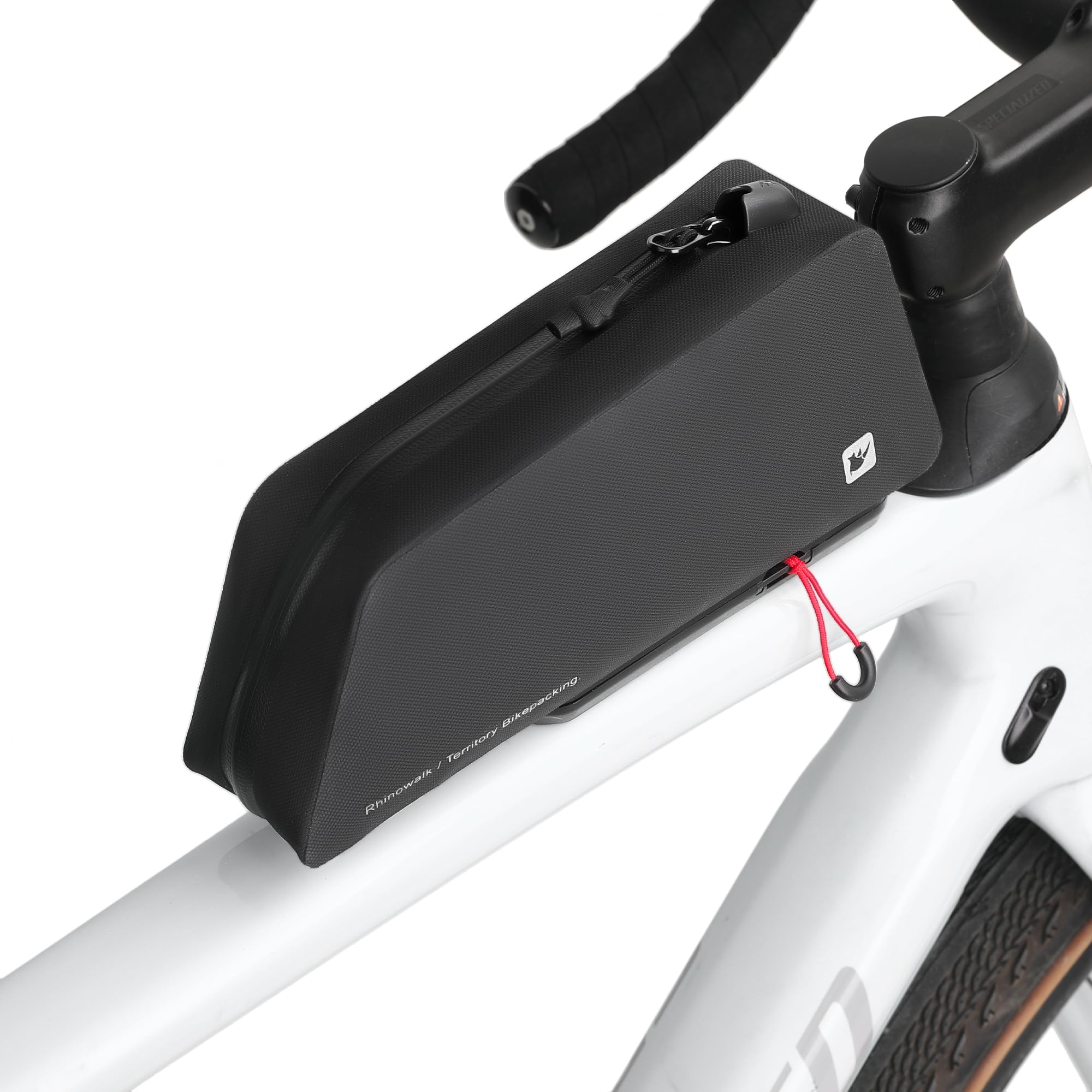 Rhinowalk Bike Top Tube Bag Bike Frame Bag Fully Waterproof and Stable Quick Release Bicycle Frame Bag Bicycle Bag Professional Cycling Accessories for Mountain Road Bike-Black