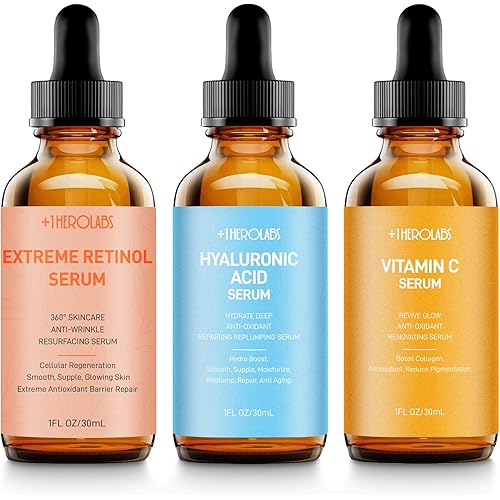 Face Serum Set – Retinol Serum, Vitamin C & Hyaluronic Acid for Face – Anti Aging Serum Skin Care Set for Women – Serum for Firm, Wrinkle Smoothing, Dark Spot Corrector, Brighten Dullness