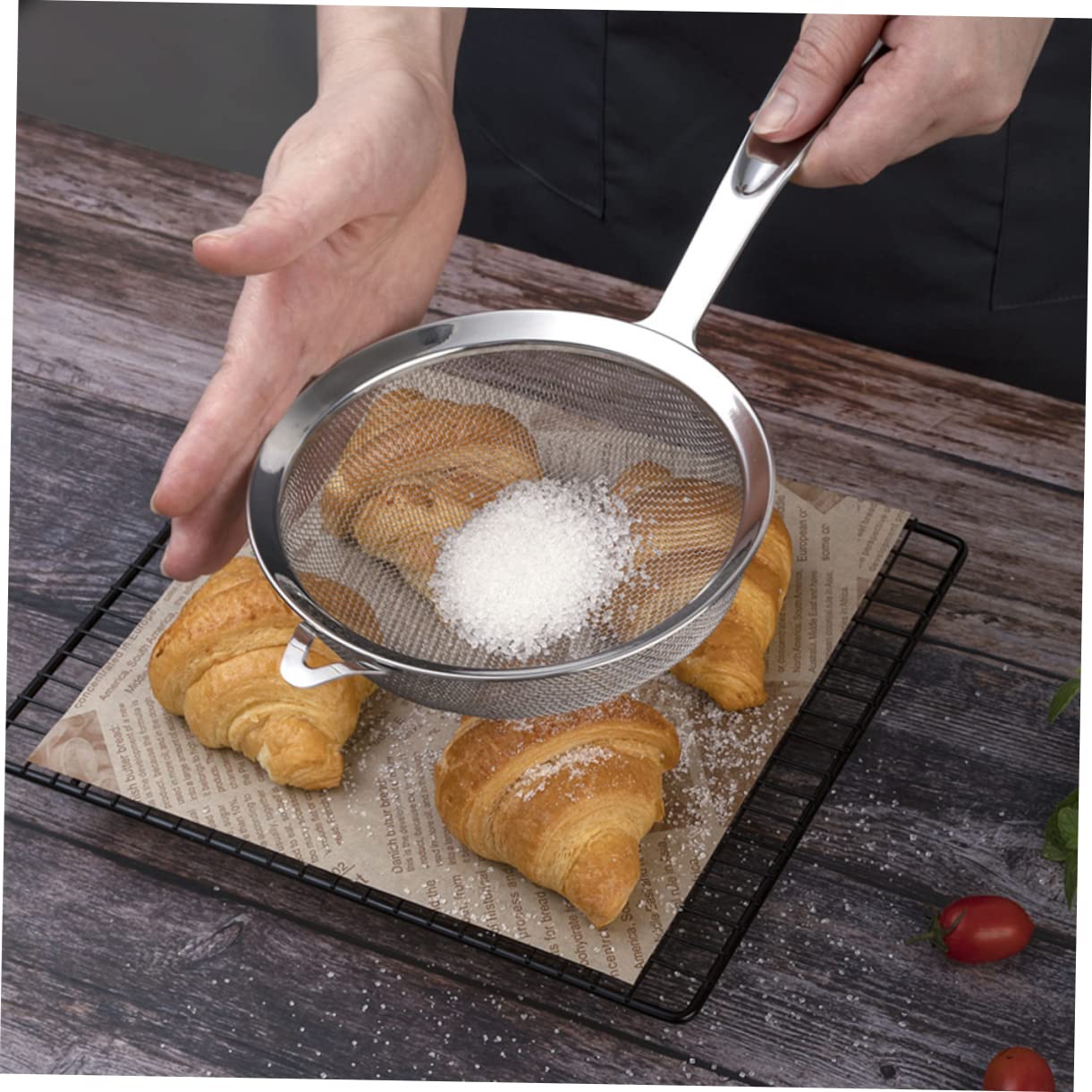 5-teiliges Mehlsieb-Set aus Edelstahl mit feiner Masche – perfekt zum Backen, Filtern von Gesichtspuder und Sieben von Zutaten – unverzichtbar in der Küche für Hobbybäcker und Kochbegeisterte.