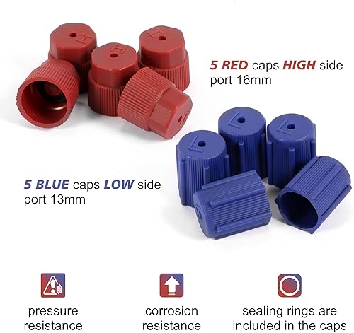 Miniatura 9 de BASIKER Kit de tapas de válvula de CA R134a de 0.512 in y 0.630 in, sistema de aire acondicionado, tapas de puerto de carga para la mayoría de los