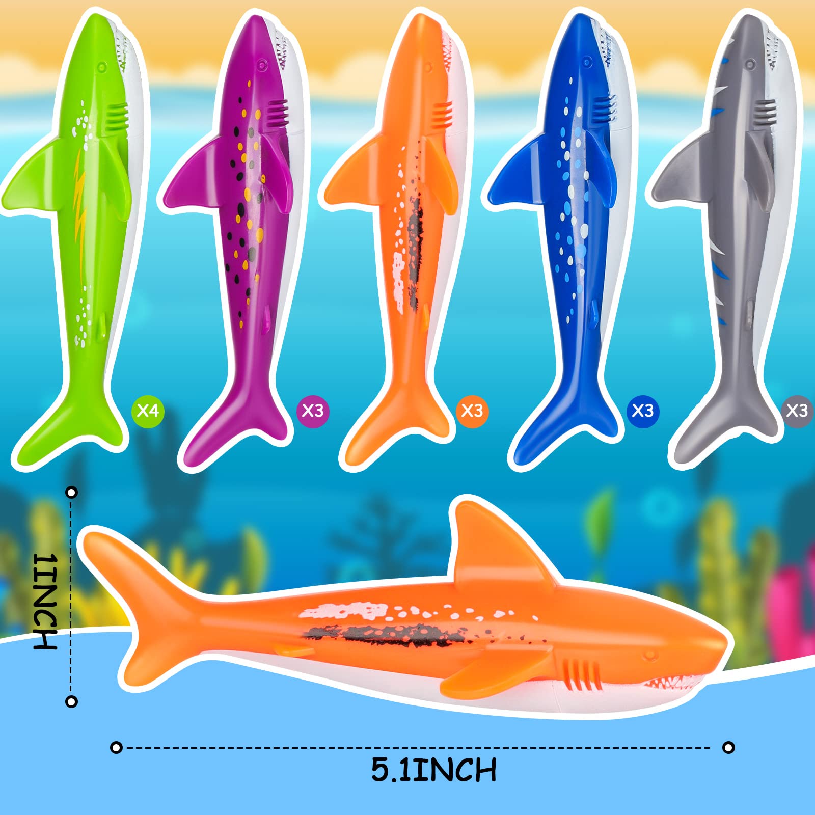 OPVXZAD 6 Tiburones Torpedo Para Buceo - Juguetes Acuáticos Que Nadan Con Agua Para Piscina Y Playa