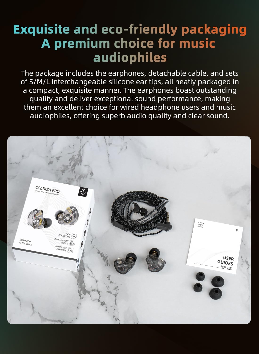 keephifi CCZ DC01 Pro Cuffie in Ear Monitor, 1DD Bass Hifi Auricolari con Filo, Sintonizzazione a Forma di V, Cavi OFC Rimovibili 2Pin-Z (Verde, Senza Micro)
