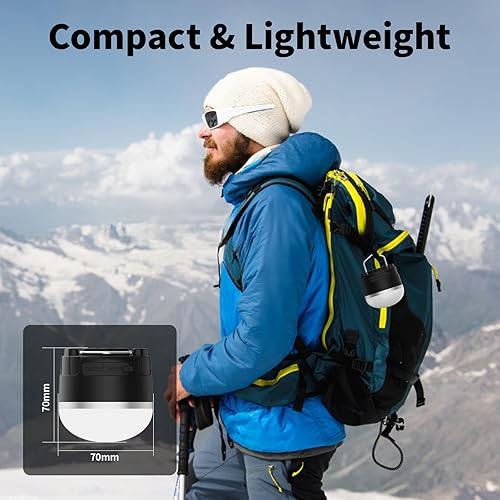 Miniatura 8 de Linterna LED recargable para campamento, luz portátil de 1000 lm con 12 modos de iluminación RGB, banco de energía, impermeable, mini linterna con