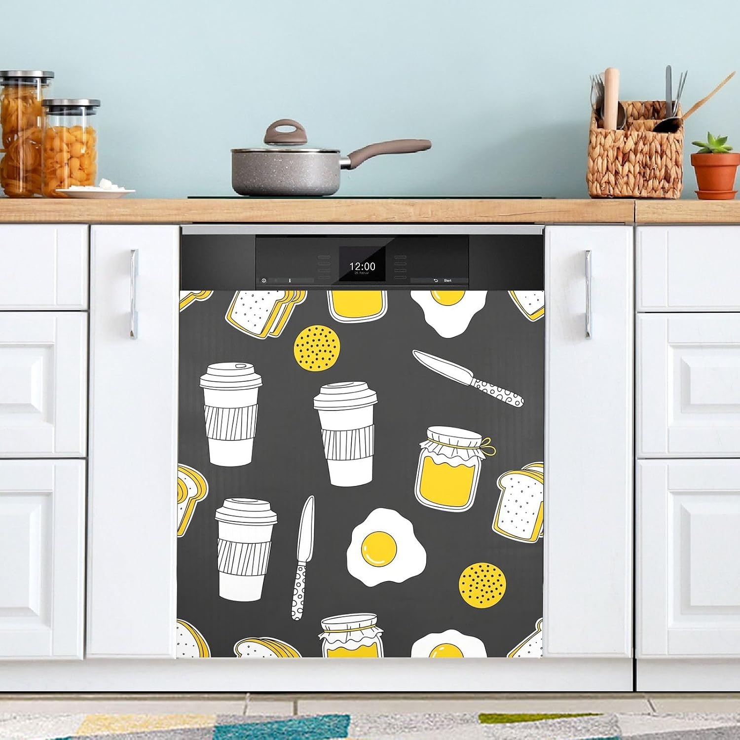 QUGRL Colorful Bottle Caps Soda Dishwasher Magnet Cover Front Door Decorative Refrigerator Covers Magnetic Sheet Sticker Wash Machine Fridge Panel Decal for Kitchen Appliance 23x26 in