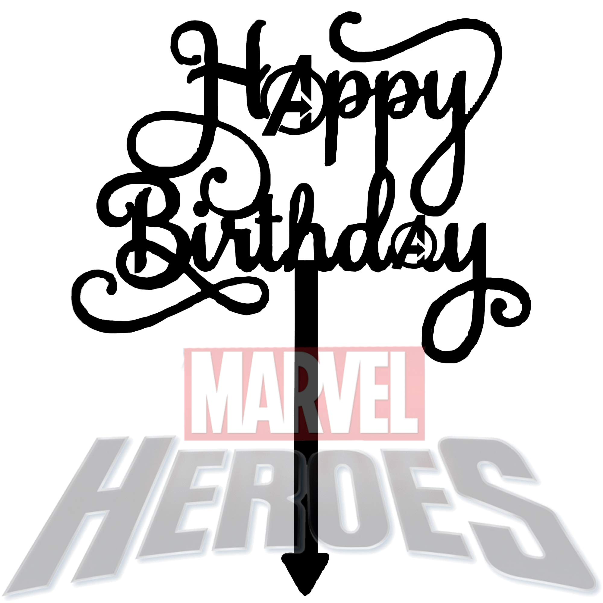 Ubuntu ® - Exclusive Marvel Avengers Heroes Cake Topper/Avengers Heroes Set/Fine Laser-Cut/MDF (wood) Matte Black - (Set of - 7)