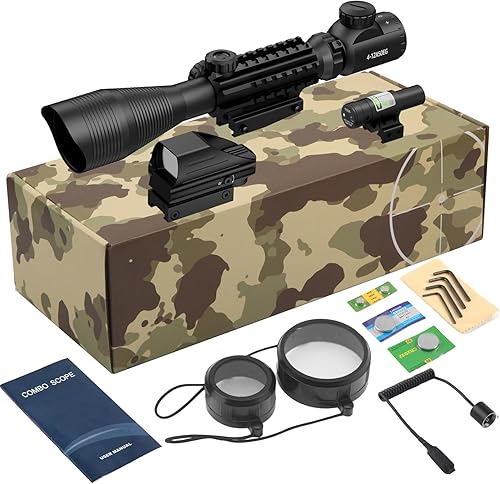 Vista 35 de 4-12/16x50EG Combo de alcance de rifle doble iluminado rojo/verde con láser verde/rojo 4 modelos retícula holográfica punto rojo para montaje en riel