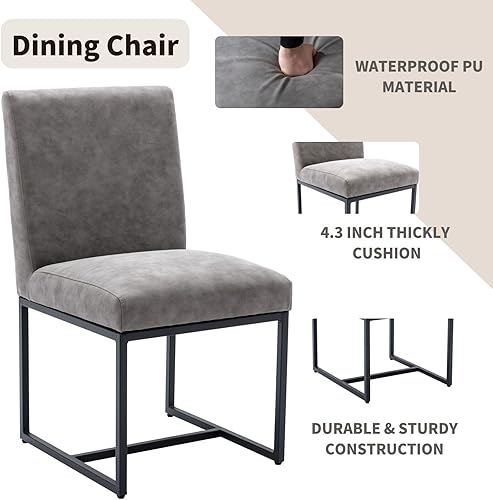 Miniatura 60 de HNY Juego de 2 sillas de cocina cómodas y modernas, de piel sintética, para cocina y comedor, silla auxiliar tapizada con marco de metal con acabado