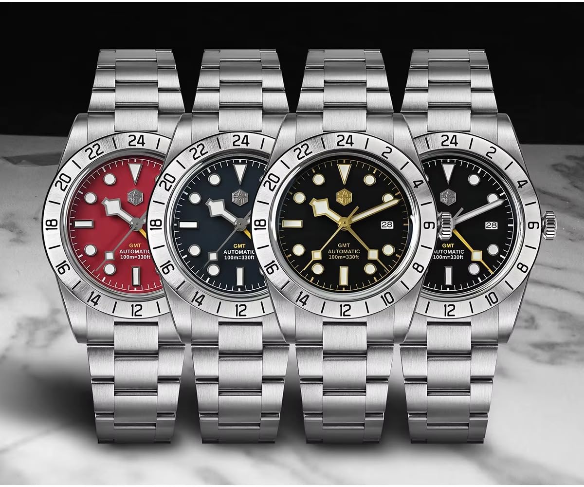 San Martin SN0054F GMT Reloj automático, 38,3 mm, cristal de zafiro