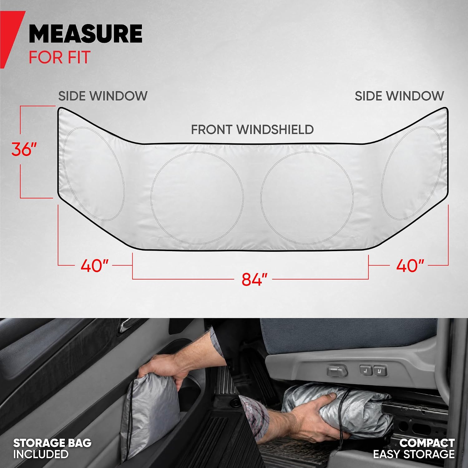 Motor Trend Semi Truck Windshield Sunshade Wrap Around Privacy Cover - Windshield Sun Shade for 18-Wheeler, Commercial Truck Sunshade, Big Rig Window Shades, Long-Haul Freight Trucker Accessories
