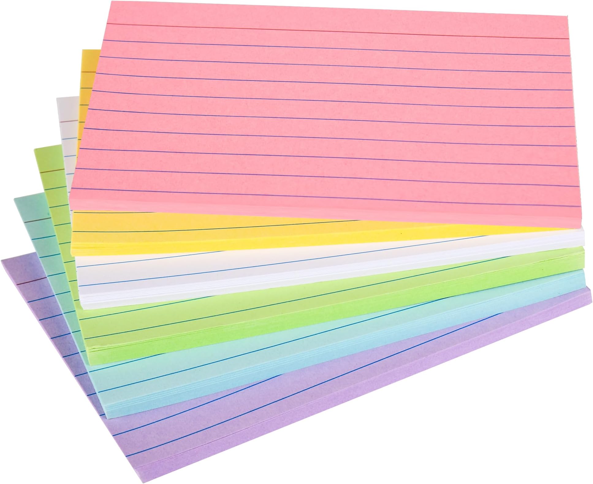 Index Cards 4"x6"Colored, Ruled Index Cards, Ruled Lined Index Note Cards, Assorted Colors, 4x6 Flashcards for Studying, Black on Back, Heavy Weight Flash Card 4 x 6, 156 Count (Inches, 4x6)