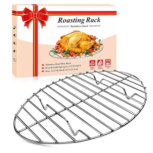 Oval Turkey Roasting Rack,12 Inch Stainless Steel Rack for Thanksgiving
