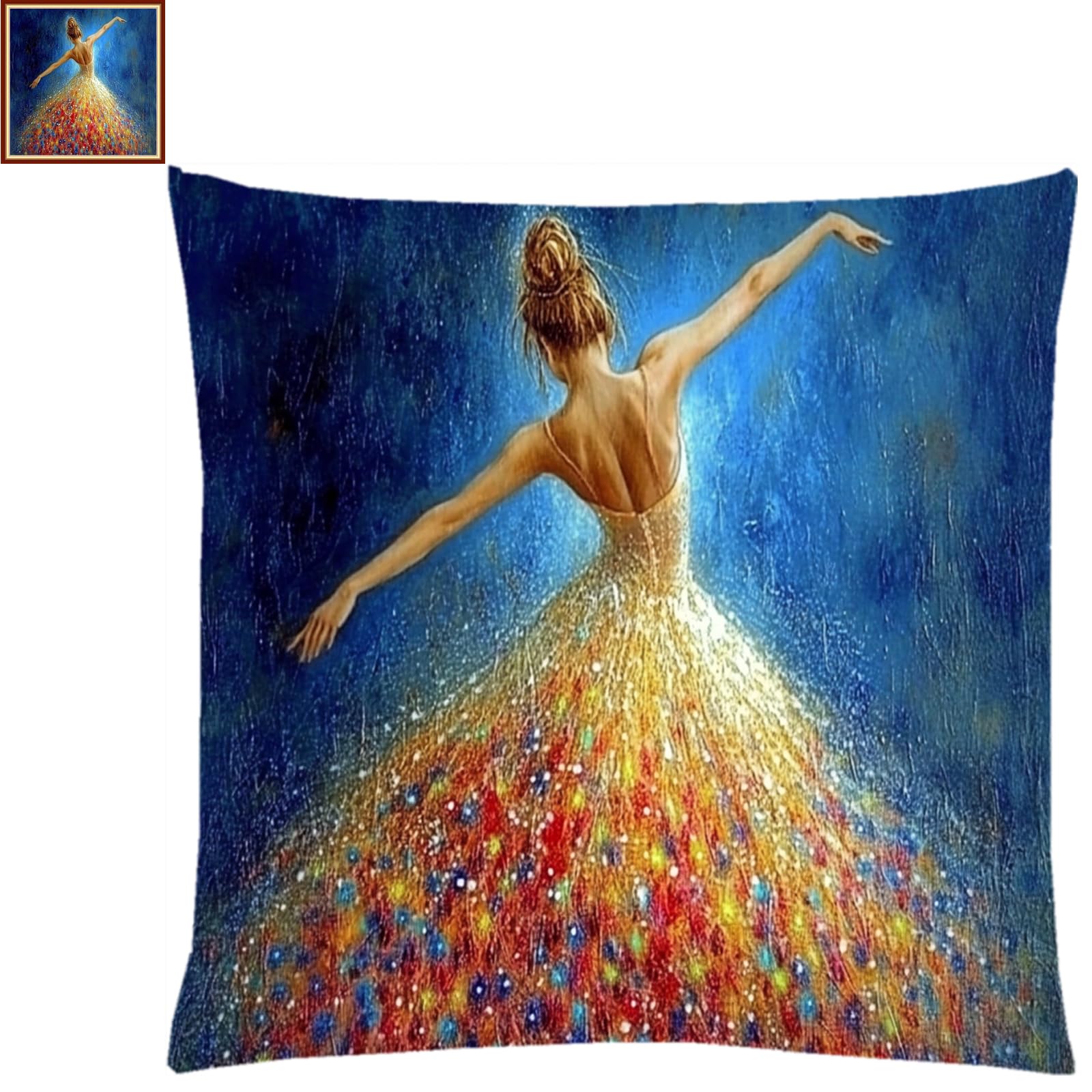 Fanxvivy Stamped Cross Stitch Kits for Adults Beginners Pillow Needlepoint Kit with Embroidery Pattern Needlework Kit Prestamped Stitches Kit 11CT Cross Stitching-Ballet Girl 18x18 inch