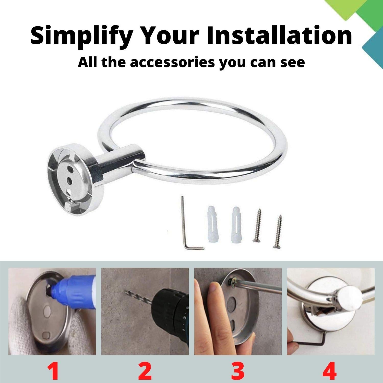 Portasciugamani Doppio Braccio 40cm - Acciaio Inox, Nickel Spazzolato