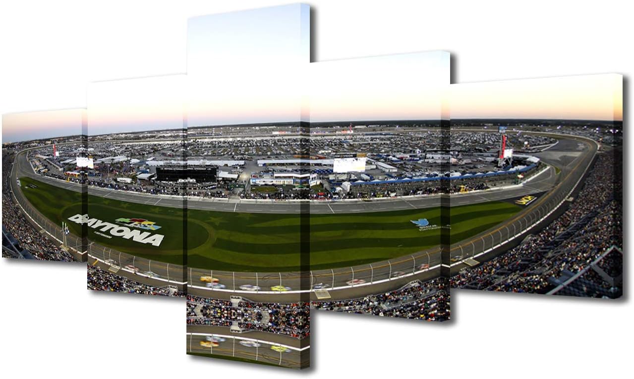 Frее Shірріng Ovеr $50 Daytona 500 Race Yankees Wall Art for Living Room，Modern Home Decor Canvas F1 Speedway House Decorations NASCAR Artwork Paitings 5 Panels with Wooden Framed Giclee Posters and Prints Ready to Hang