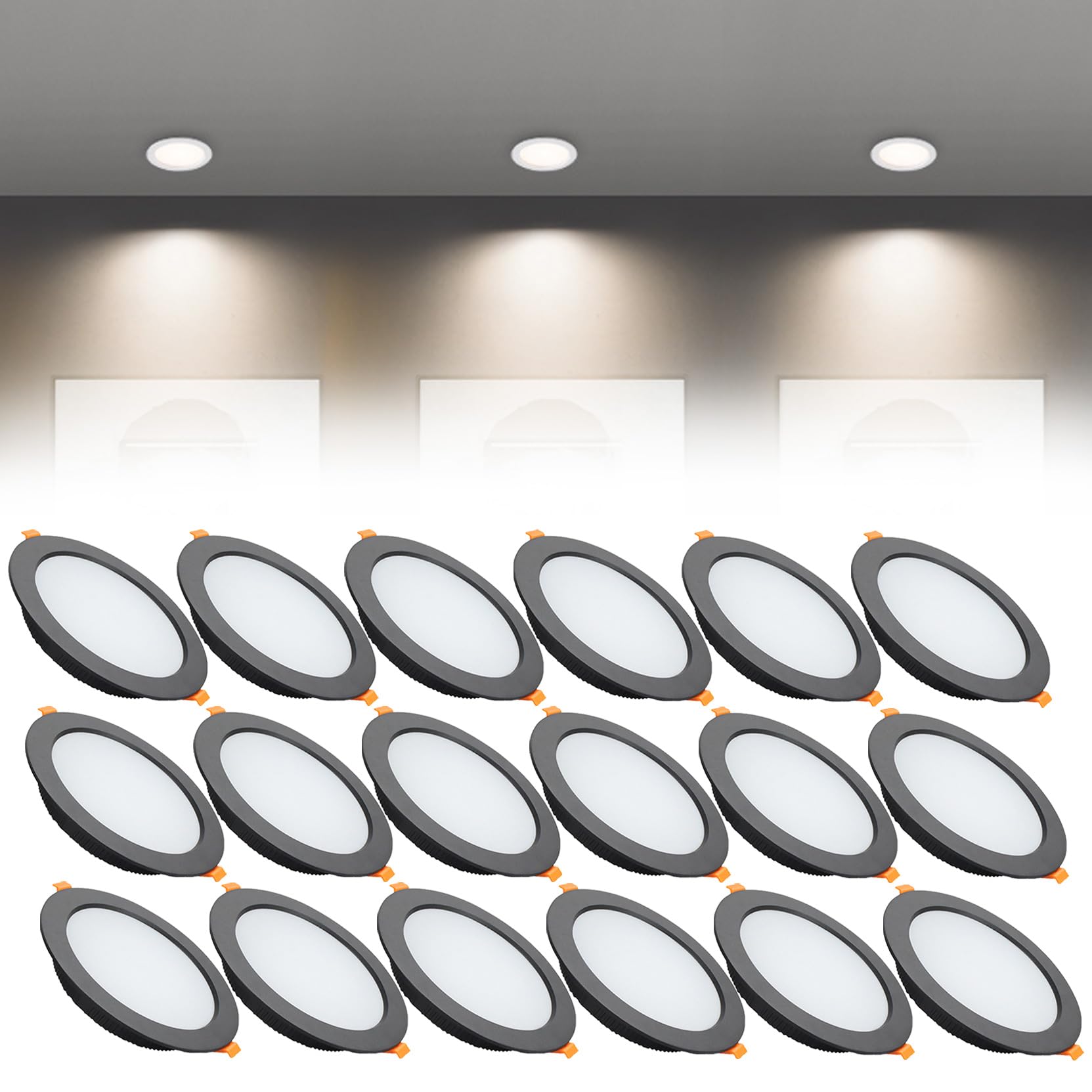 Syibelters 18W LED Recessed Ceiling Lights 170mm Natural White 4000K 18W 240LM, Cut Φ150-160mm, AC110-240V Ultra Slim Downlights, LED Panel Light for Living Room Hallway, 18 Pack
