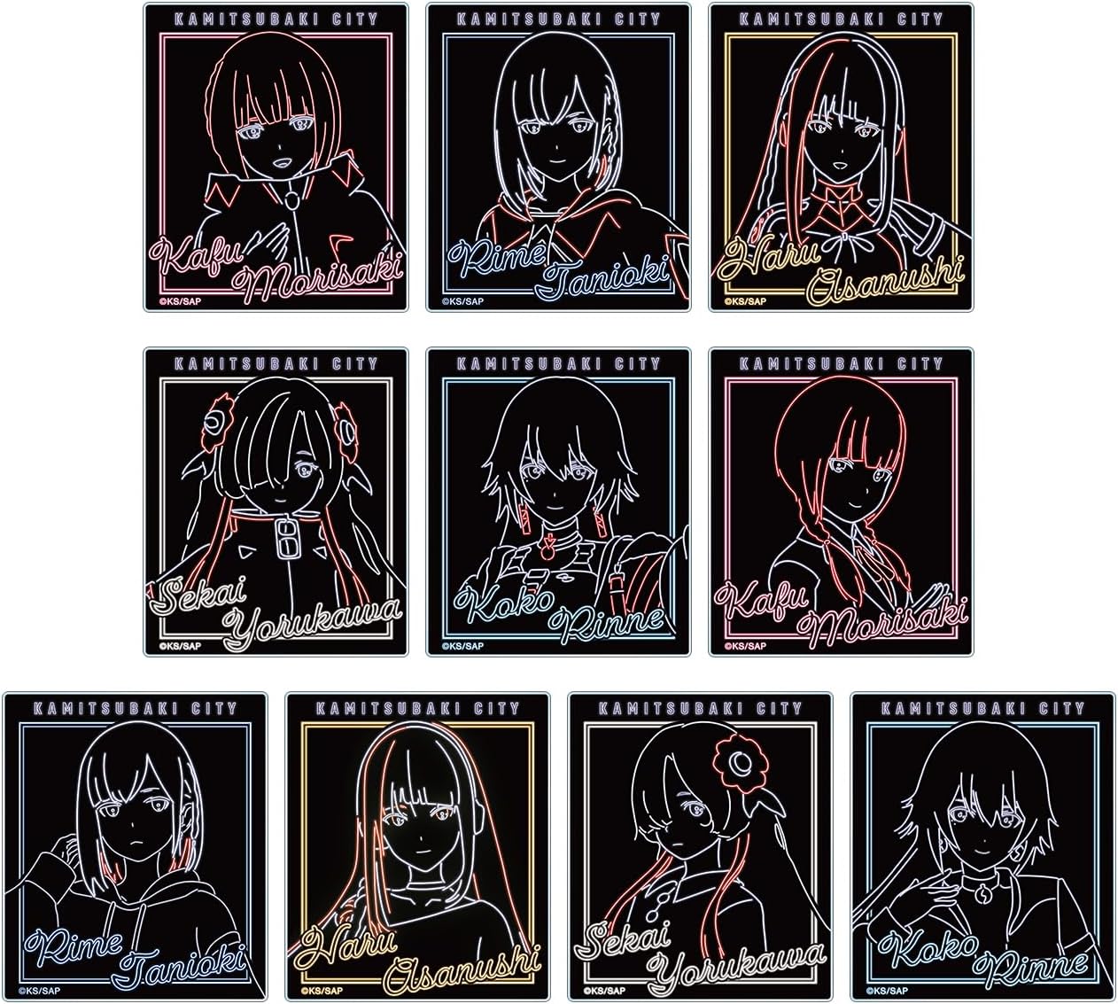 TV Anime Kamsubaki City Construction ANI Neon Acrylic Trading Cards Box of 10