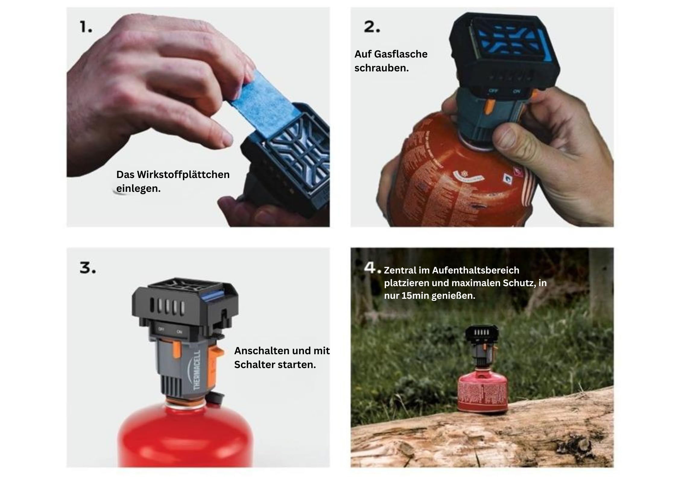 Thermacell Backpacker Mückenabwehr Starter Set - Outdoor Insektenschutz mit Citrodiol aus Zitroneneukalyptusöl - 15 m² Schutzzone - Ultraleicht 114 g - Inkl. 3 Wirkstoffplättchen für 12h