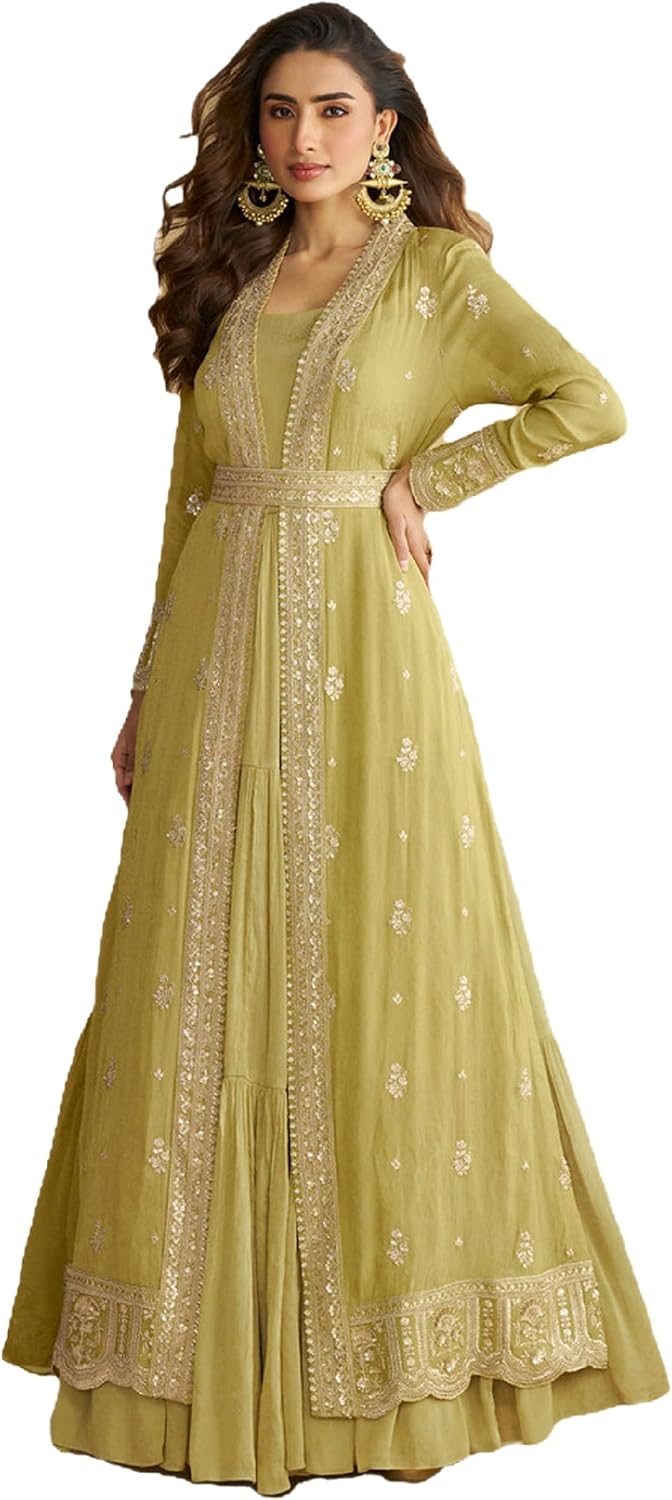 Indian Pakistani Womens Ready to wear Suit with shrug & belt for Eid Party Wedding Festivals (2970)