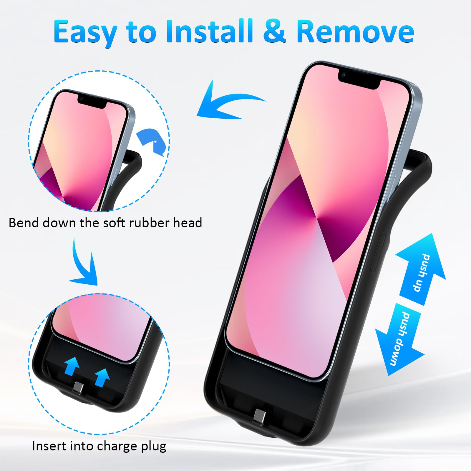 Akkuhülle für iPhone 12 Mini/13 Mini(5.4“), 8500mAh Schlanke Tragbare Ladeschutzhülle, Wiederaufladbare Schutzhülle Powerbank Handyhülle Akku Hülle für iPhone 12 Mini/13 Mini