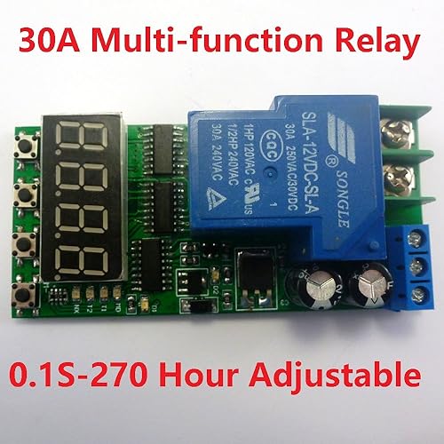 Miniatura 5 de eletechsup Módulo de relé de retardo de temporizador multifunción DC 12V 30A de alta potencia de encendidoapagado ajustable para motor PLC LED coche