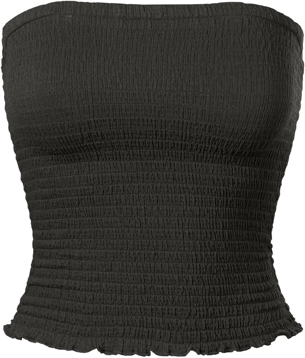 MixMatchy Women's Strapless Tube Tops Stretchy Sleeveless Sexy Summer Bandeau Crop Tank - Image 3