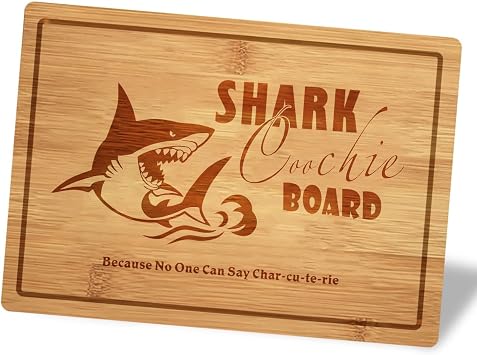 Shark Coochie Board, Funny Charcuterie Board, Bamboo Chopping Board, Funny Gift, Wedding Gift, Housewarming Gift, White Elephant Gift for Friends Family Board F, 139.5